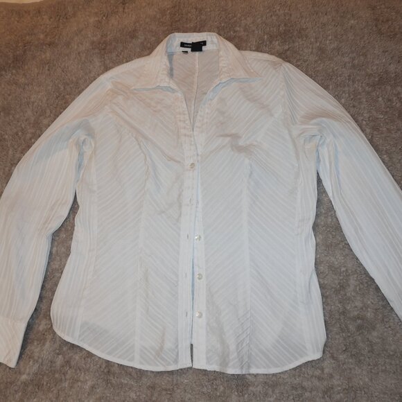 Women's Sandra Ingrish Size 10 White Long Sleeve Button Down Blouse - Picture 1 of 6